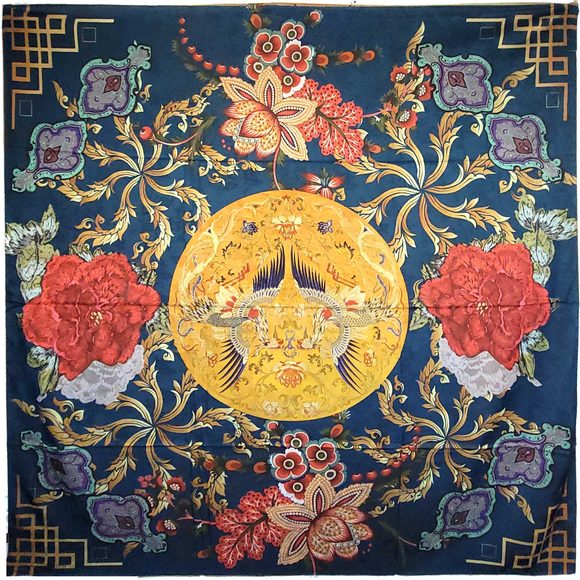 NWT Double Sided Silk Scarf 53"x53" Large Square Shawl Wrap XiangYunShal 22751 - Picture 16 of 16